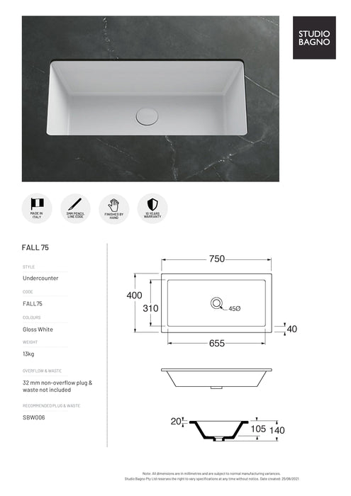 Studio Bagno FALL 75 750mm