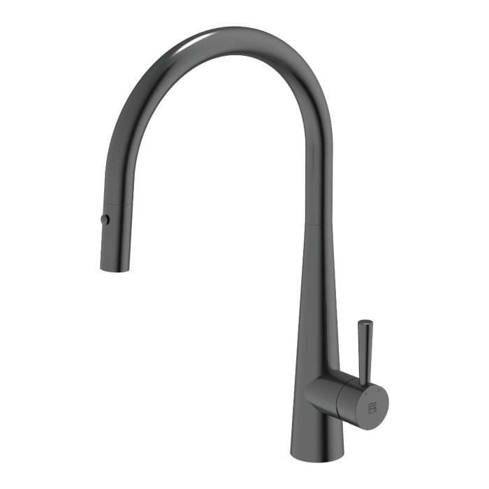 304 Gooseneck Pull Out with Dual Spray Function Brushed Steel Kitchen Mixer