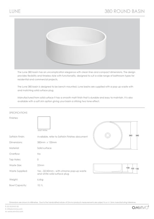 Omvivo Lune 380 ROUND