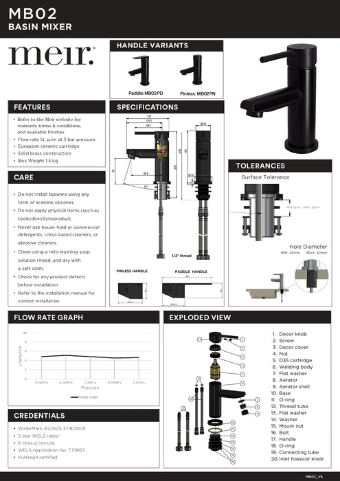 Meir Round Pinless Basin Mixer