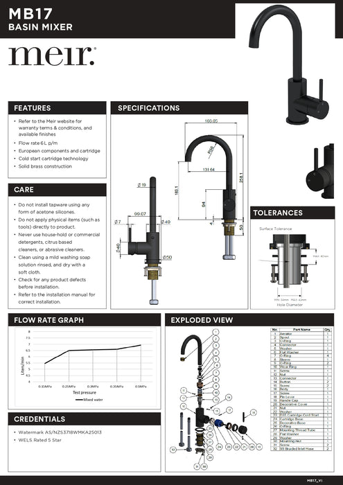 Meir Round Gooseneck Basin Mixer With Cold Start