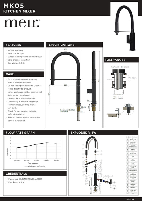 Meir Square Flexible Kitchen Mixer Tap