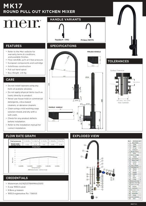 Meir Round Paddle Piccola Pull Out Kitchen Mixer Tap