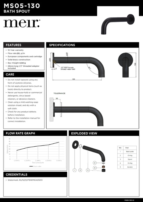 Meir Round Curved Spout 130MM