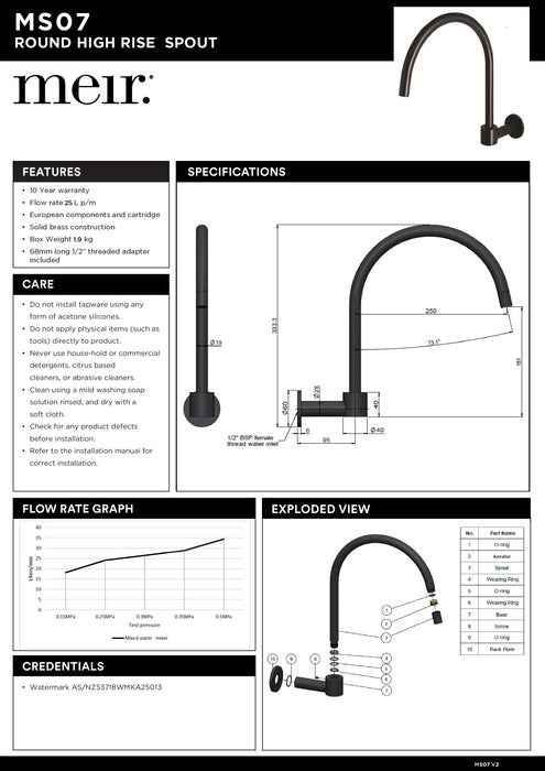 Round High-Rise Swivel Wall Spout