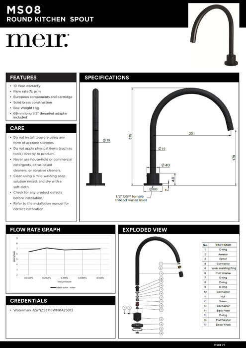 Meir Round High-Rise Swivel Hob Spout