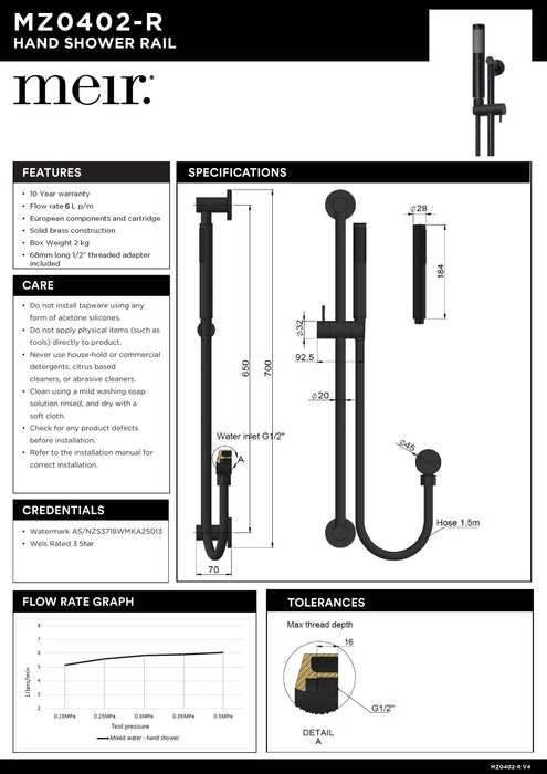 Meir Round Hand Shower On Rail Column