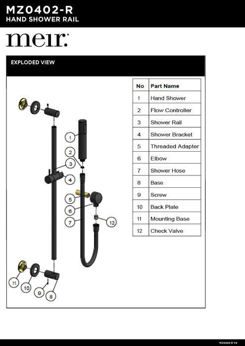 Meir Round Hand Shower On Rail Column