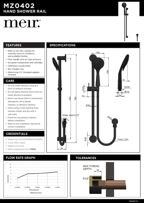 Meir Round Three Function Hand Shower On Rail Column