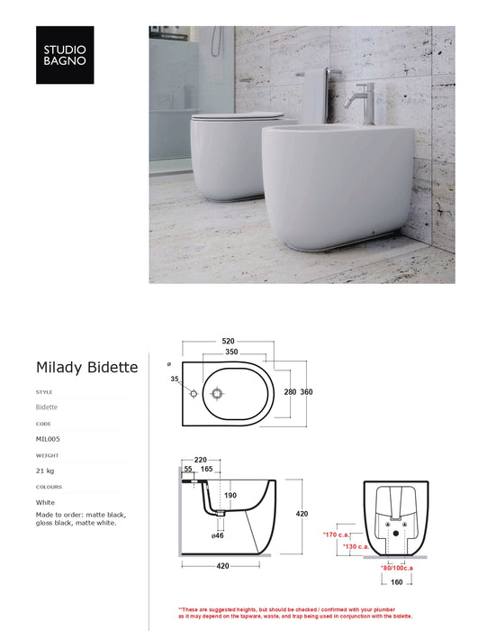 Studio Bagno Milady Wall Faced Bidette