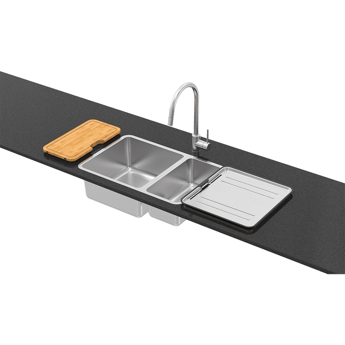 Lago One & One Third Sink Package with Gooseneck Mixer