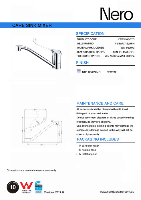 Nero Care Sink Mixer