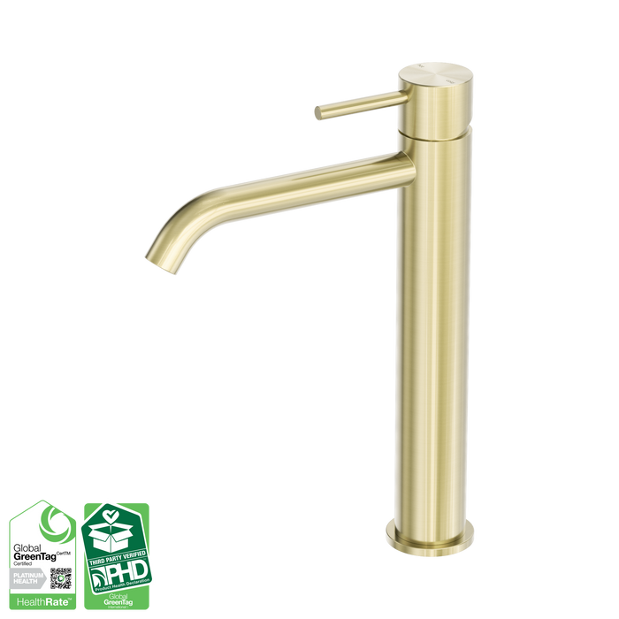 Nero Zen SS316L Tall Basin Mixer - Brushed Gold