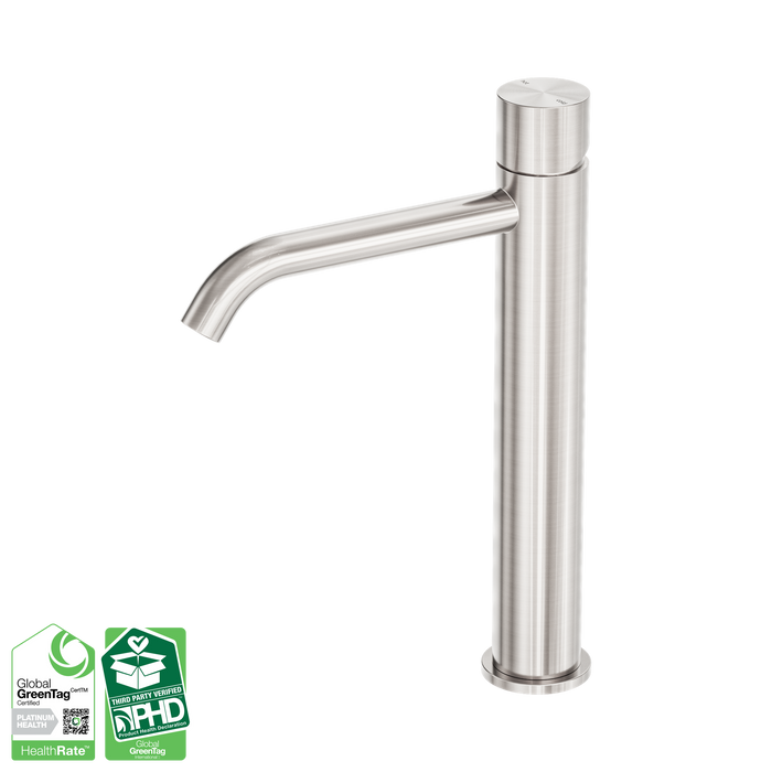 Nero Zen SS316L Tall Basin Mixer Handless - Brushed Nickel