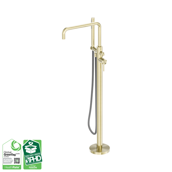 Nero Zen SS316L Freestanding Bath Mixer With Outdoor Shower Hose - Brushed Gold