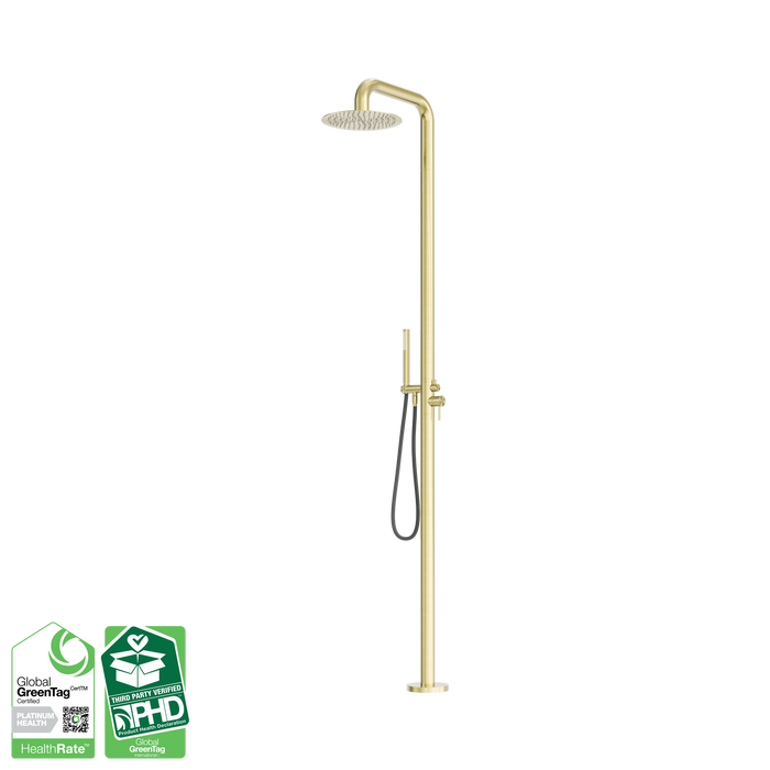 Nero Zen SS316L Outdoor Freestanding Shower Column - Brushed Gold
