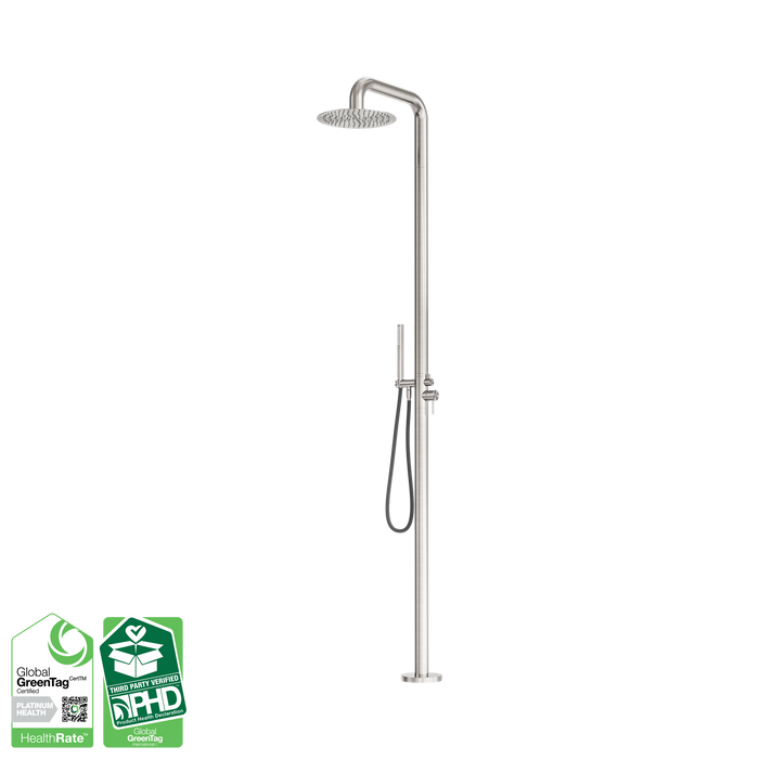 Nero Zen SS316L Outdoor Freestanding Shower Column - Brushed Nickel