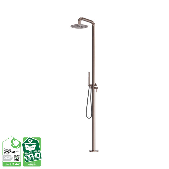 Nero Zen SS316L Outdoor Freestanding Shower Column - Brushed Bronze