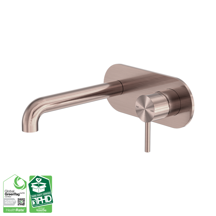 Nero Zen SS316L Wall Basin/Bath Mixer 185mm Spout - Brushed Bronze
