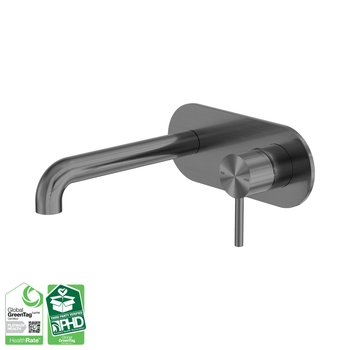 Nero Zen SS316L Wall Basin/Bath Mixer 185mm Spout - Graphite