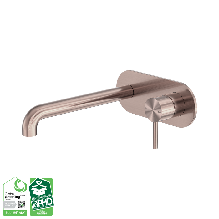 Nero Zen SS316L Wall Basin/Bath Mixer 230mm Spout - Brushed Bronze