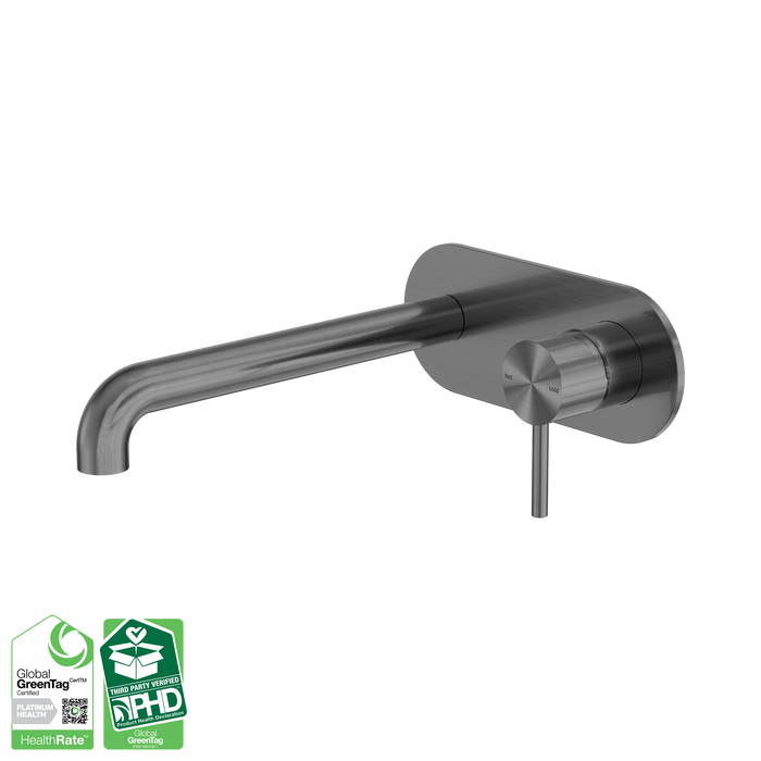 Nero Zen SS316L Wall Basin/Bath Mixer 230mm Spout - Graphite