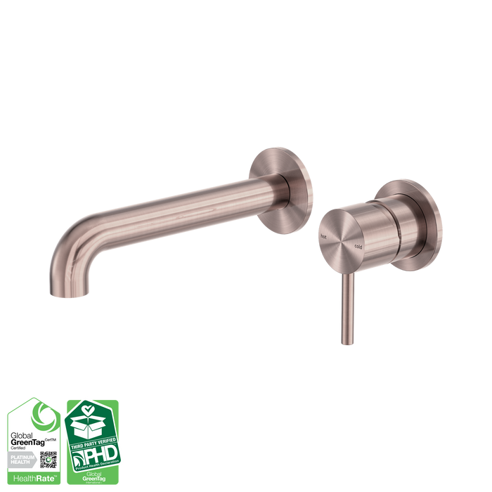 Nero Zen SS316L Wall Basin/Bath Mixer Separate Back Plate 185mm Spout - Brushed Bronze