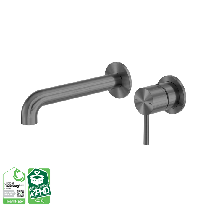 Nero Zen SS316L Wall Basin/Bath Mixer Separate Back Plate 185mm Spout - Graphite