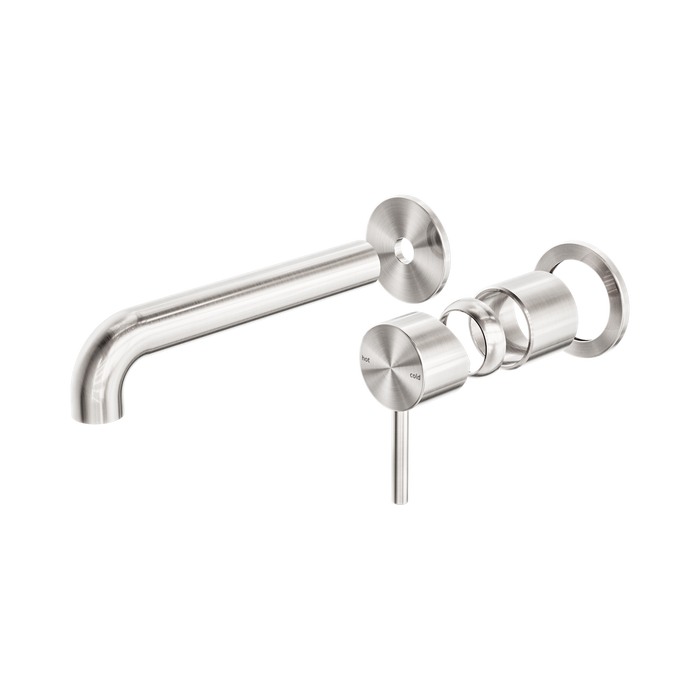 Nero Zen SS316L Wall Basin/Bath Mixer Separate Back Plate 185mm Spout Trim Kits Only - Brushed Nickel