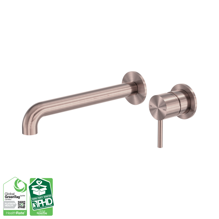Nero Zen SS316L Wall Basin/Bath Mixer Separate Back Plate 230mm Spout - Brushed Bronze