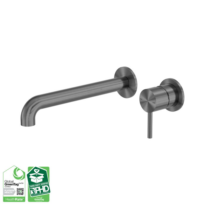Nero Zen SS316L Wall Basin/Bath Mixer Separate Back Plate 230mm Spout - Graphite