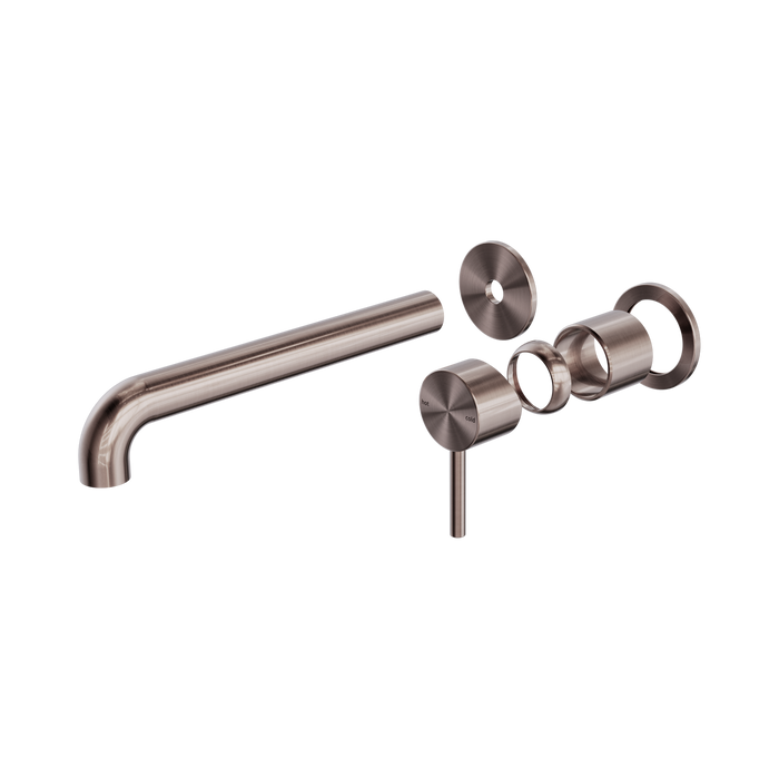 Nero Zen SS316L Wall Basin/Bath Mixer Separate Back Plate 230mm Spout Trim Kits Only - Brushed Bronze