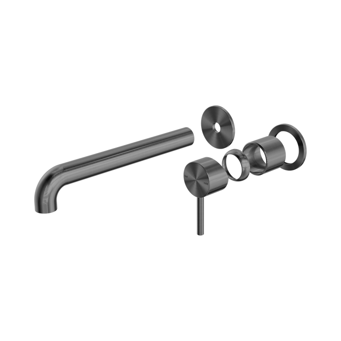 Nero Zen SS316L Wall Basin/Bath Mixer Separate Back Plate 230mm Spout Trim Kits Only - Graphite