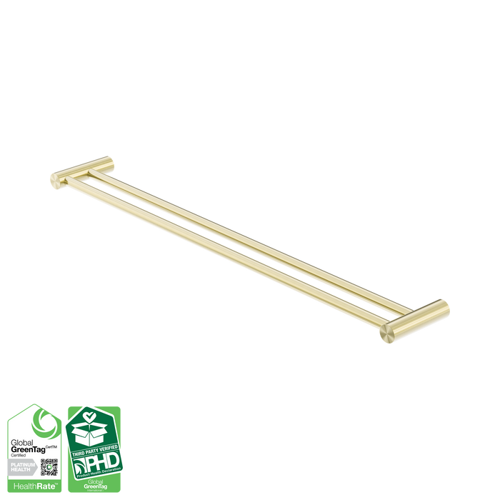 Nero Zen SS316L Double Towel Rail 800mm - Brushed Gold