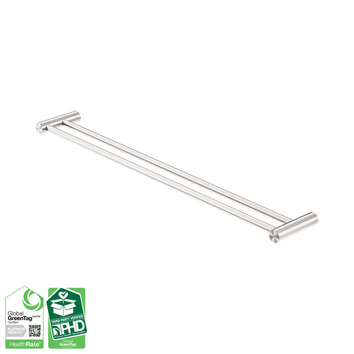 Nero Zen SS316L Double Towel Rail 800mm - Brushed Nickel