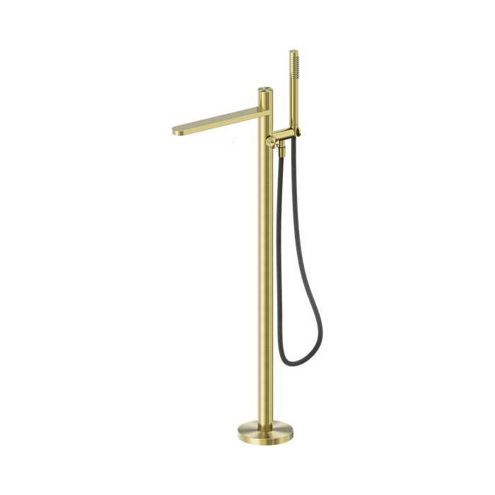 Nero Pure SS316L Progressive Freestanding Bath Mixer With Outdoor Shower Hose - Brushed Gold