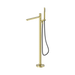 Nero Pure SS316L Progressive Freestanding Bath Mixer With Outdoor Shower Hose - Brushed Gold