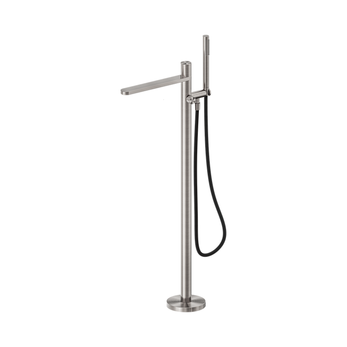 Nero Pure SS316L Progressive Freestanding Bath Mixer With Outdoor Shower Hose - Brushed Nickel