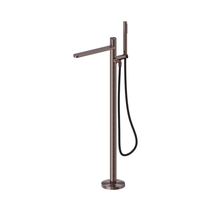 Nero Pure SS316L Progressive Freestanding Bath Mixer With Outdoor Shower Hose - Brushed Bronze