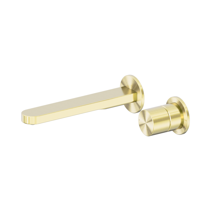 Nero Pure SS316L Progressive Wall Basin/Bath Mixer Separate Back Plate - Brushed Gold