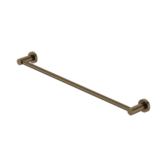 Nero Mecca Single Towel Rail 600mm - Tumbled Antique Brass