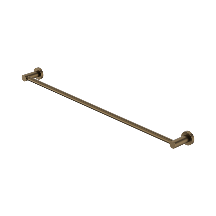 Nero Mecca Single Towel Rail 800mm - Tumbled Antique Brass