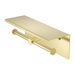 Nero Mecca Double Toilet Roll Holder With Shelf - Brushed Gold