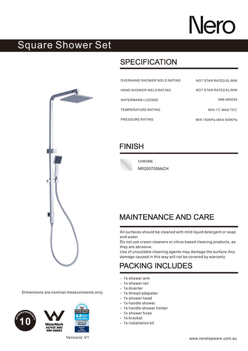 Nero Square Twin Shower Bottom Inlet