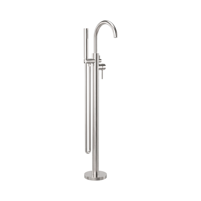 Nero Mecca Round Freestanding Mixer With Hand Shower - Brushed Nickel