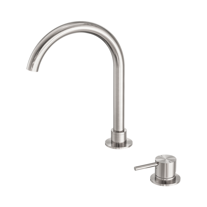 Nero Mecca Hob Basin Mixer Round Swivel Spout - Brushed Nickel