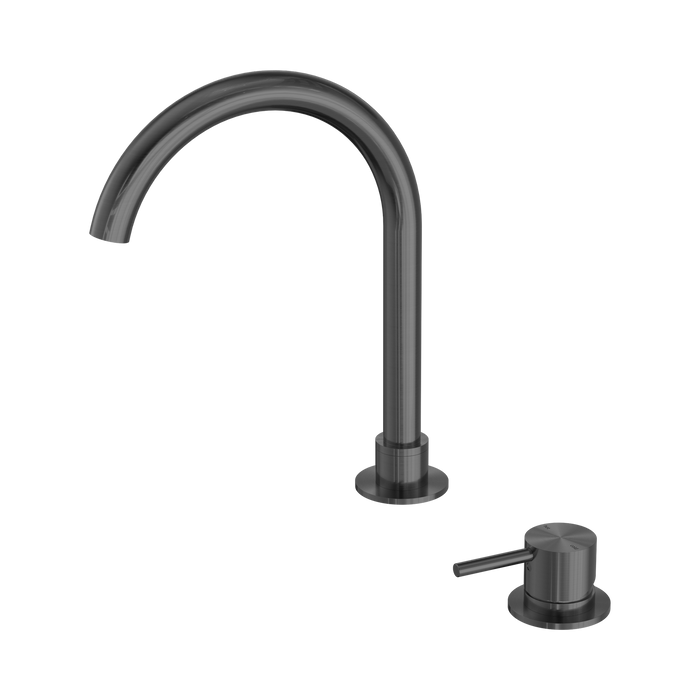 Nero Mecca Hob Basin Mixer Round Swivel Spout - Gun Metal