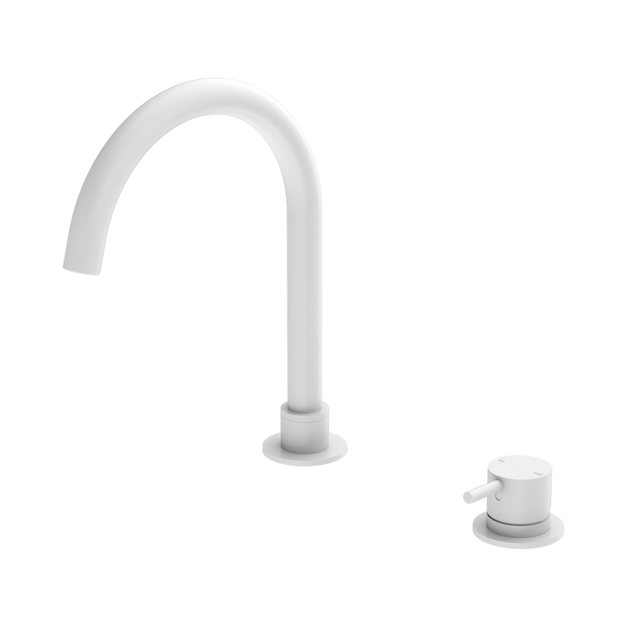 Nero Mecca Hob Basin Mixer Round Swivel Spout - Matte White
