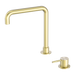 Nero Mecca Hob Basin Mixer Square Swivel Spout - Brushed Gold