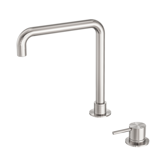 Nero Mecca Hob Basin Mixer Square Swivel Spout - Brushed Nickel